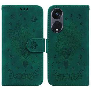 For OPPO Reno8 T 5G / A1 Pro 5G Butterfly Rose Embossed Leather Phone Case(Green)