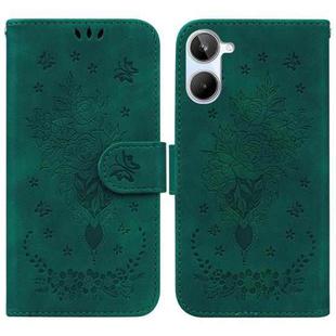 For Realme 10 4G Butterfly Rose Embossed Leather Phone Case(Green)