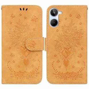 For Realme 10 4G Butterfly Rose Embossed Leather Phone Case(Yellow)