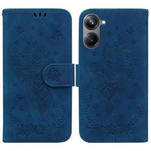 For Realme 10 Pro 5G Butterfly Rose Embossed Leather Phone Case(Blue)