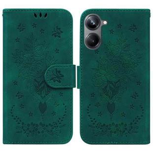 For Realme 10 Pro 5G Butterfly Rose Embossed Leather Phone Case(Green)