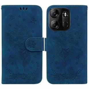 For Tecno Spark Go 2023 / Pop 7 Pro Butterfly Rose Embossed Leather Phone Case(Blue)