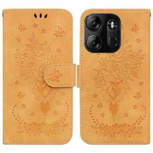 For Tecno Spark Go 2023 / Pop 7 Pro Butterfly Rose Embossed Leather Phone Case(Yellow)