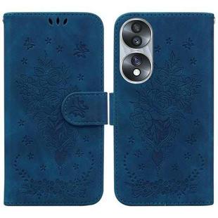 For Honor 70 Butterfly Rose Embossed Leather Phone Case(Blue)