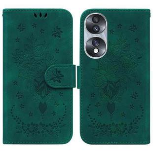 For Honor 70 Butterfly Rose Embossed Leather Phone Case(Green)