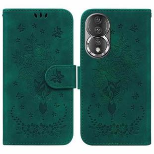 For Honor 80 Butterfly Rose Embossed Leather Phone Case(Green)