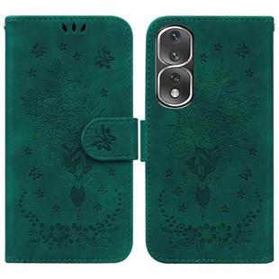 For Honor 80 Pro Butterfly Rose Embossed Leather Phone Case(Green)