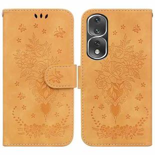For Honor 80 Pro Butterfly Rose Embossed Leather Phone Case(Yellow)