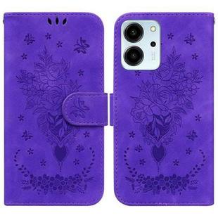 For Honor 80 SE Butterfly Rose Embossed Leather Phone Case(Purple)