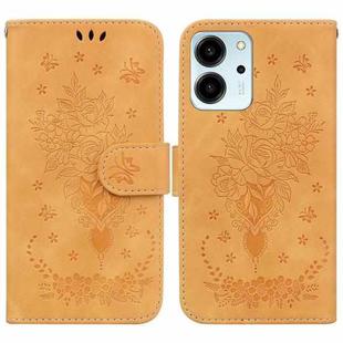 For Honor 80 SE Butterfly Rose Embossed Leather Phone Case(Yellow)