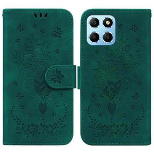 For Honor X8 5G Butterfly Rose Embossed Leather Phone Case(Green)