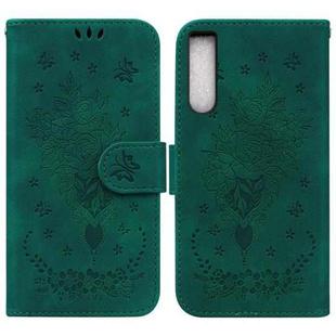 For Sony Xperia 10 IV 2023 Butterfly Rose Embossed Leather Phone Case(Green)