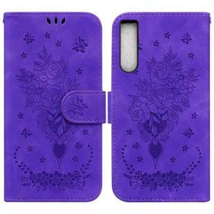 For Sony Xperia 10 IV 2023 Butterfly Rose Embossed Leather Phone Case(Purple)