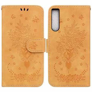 For Sony Xperia 10 IV 2023 Butterfly Rose Embossed Leather Phone Case(Yellow)