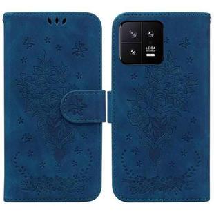 For Xiaomi 13 5G Butterfly Rose Embossed Leather Phone Case(Blue)