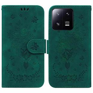 For Xiaomi 13 Pro Butterfly Rose Embossed Leather Phone Case(Green)