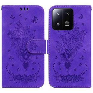 For Xiaomi 13 Pro Butterfly Rose Embossed Leather Phone Case(Purple)