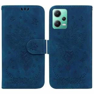 For Xiaomi Redmi Note 12 5G Butterfly Rose Embossed Leather Phone Case(Blue)