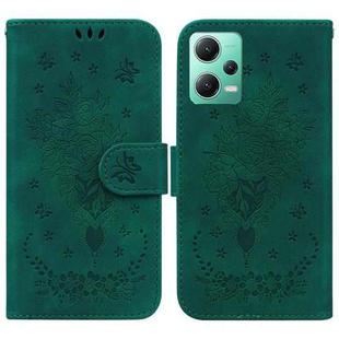 For Xiaomi Redmi Note 12 5G Butterfly Rose Embossed Leather Phone Case(Green)