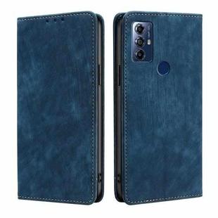 For Motorola Moto G Play 2023 RFID Anti-theft Brush Magnetic Leather Phone Case(Blue)