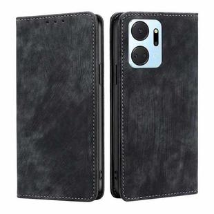 For Honor X7A RFID Anti-theft Brush Magnetic Leather Phone Case(Black)