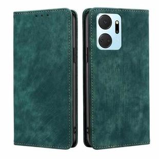 For Honor X7A RFID Anti-theft Brush Magnetic Leather Phone Case(Green)