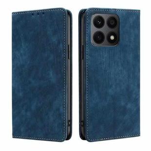 For Honor X8A RFID Anti-theft Brush Magnetic Leather Phone Case(Blue)