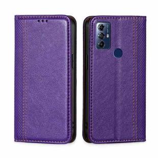 For Motorola Moto G Play 2023 Grid Texture Magnetic Flip Leather Phone Case(Purple)
