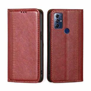 For Motorola Moto G Play 2023 Grid Texture Magnetic Flip Leather Phone Case(Red)