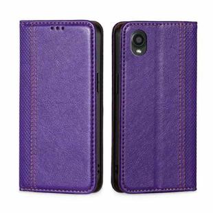 For Kyocera Digno BX2-Digno SX2-A101KC Grid Texture Magnetic Flip Leather Phone Case(Purple)