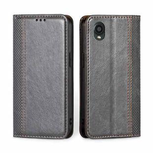 For Kyocera Digno BX2-Digno SX2-A101KC Grid Texture Magnetic Flip Leather Phone Case(Grey)