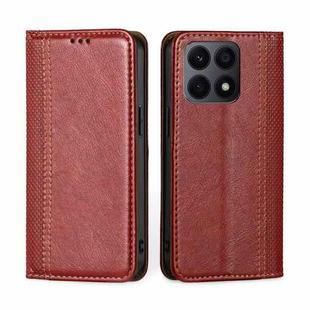 For Honor X8A Grid Texture Magnetic Flip Leather Phone Case(Red)