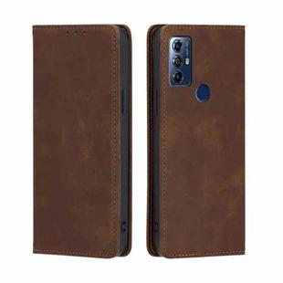 For Motorola Moto G Play 2023 Skin Feel Magnetic Horizontal Flip Leather Phone Case(Dark Brown)