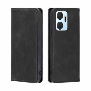 For Honor X7A Skin Feel Magnetic Horizontal Flip Leather Phone Case(Black)