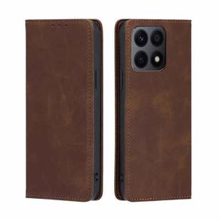 For Honor X8A Skin Feel Magnetic Horizontal Flip Leather Phone Case(Dark Brown)