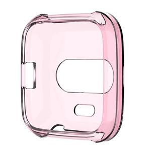 For Fitbit Versa Lite Smart Watch Silicone Protective Case(Transparent Pink)