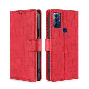 For Motorola Moto G Play 2023 Skin Feel Crocodile Magnetic Clasp Leather Phone Case(Red)