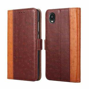 For Kyocera Digno BX2-Digno SX2-A101KC Ostrich Texture Horizontal Flip Leather Phone Case(Brown)