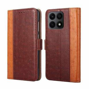 For Honor X8A Ostrich Texture Horizontal Flip Leather Phone Case(Brown)