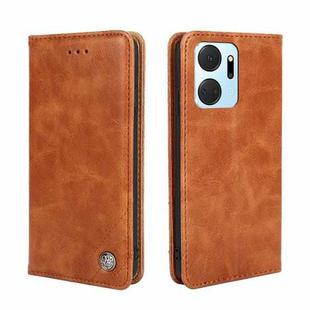 For Honor X7A Non-Magnetic Retro Texture Horizontal Flip Leather Case(Brown)
