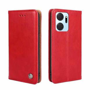 For Honor X7A Non-Magnetic Retro Texture Horizontal Flip Leather Case(Red)