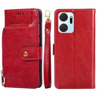 For Honor X7A Zipper Bag Leather Phone Case(Red)