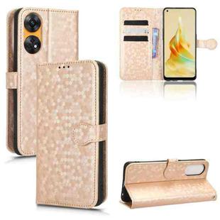 For OPPO Reno8 T 4G Honeycomb Dot Texture Leather Phone Case(Gold)