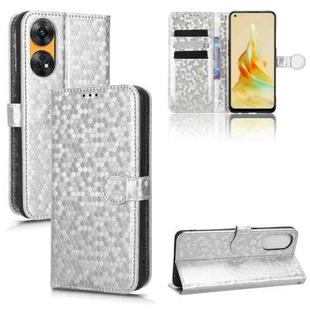 For OPPO Reno8 T 4G Honeycomb Dot Texture Leather Phone Case(Silver)