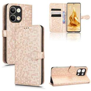 For OPPO Reno9 Pro Honeycomb Dot Texture Leather Phone Case(Gold)