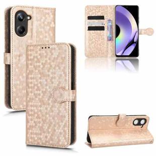 For Realme 10 Pro Honeycomb Dot Texture Leather Phone Case(Gold)