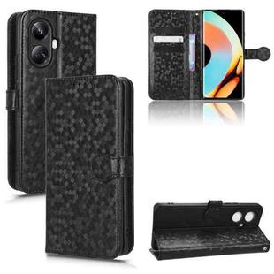 For Realme 10 Pro+ Honeycomb Dot Texture Leather Phone Case(Black)