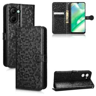 For Realme C22 4G Honeycomb Dot Texture Leather Phone Case(Black)