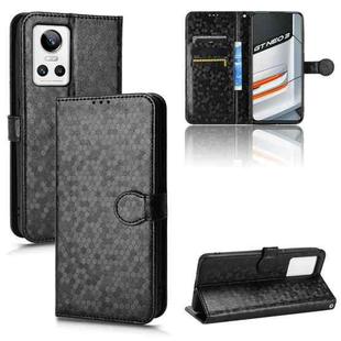 For Realme GT Neo 3 Honeycomb Dot Texture Leather Phone Case(Black)