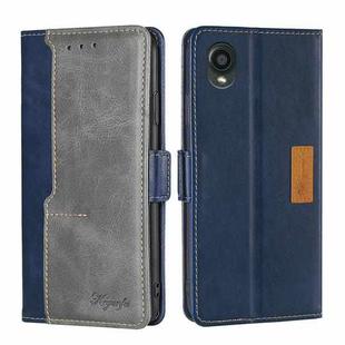 For Kyocera Digno BX2-Digno SX2-A101KC Contrast Color Side Buckle Leather Phone Case(Blue + Grey)